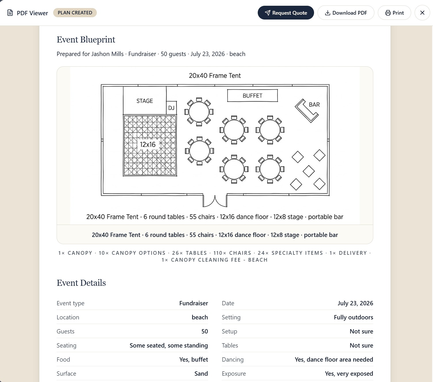 AI Tent Planner blueprint